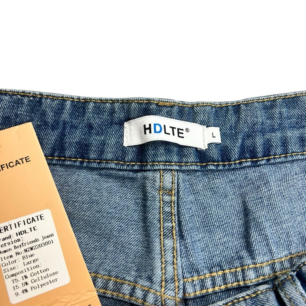 HDLTE NEW Women’s wide leg light wash Boyfriend Jeans Y2K SZ L - Picture 4 of 8